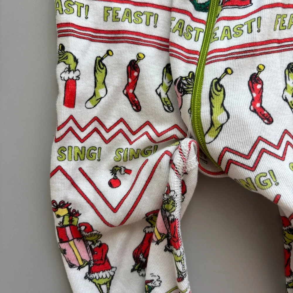 Hanna Andersson Grinch‎ Festive Kids One Piece Pajama Size 18-24M